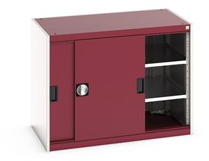 40021137.** Bott cubio cupboard with lockable sliding doors 800mm high x 1050mm wide x 650mm deep and supplied with 2 x 100kg capacity shelves.   Ideal for areas with limited space where standard outward opening doors would not be suitable....